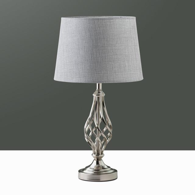 Zoey 49Cm Twist Metal Grey Silver Metal Table Lamp Marlow Home Co. on Productcaster.