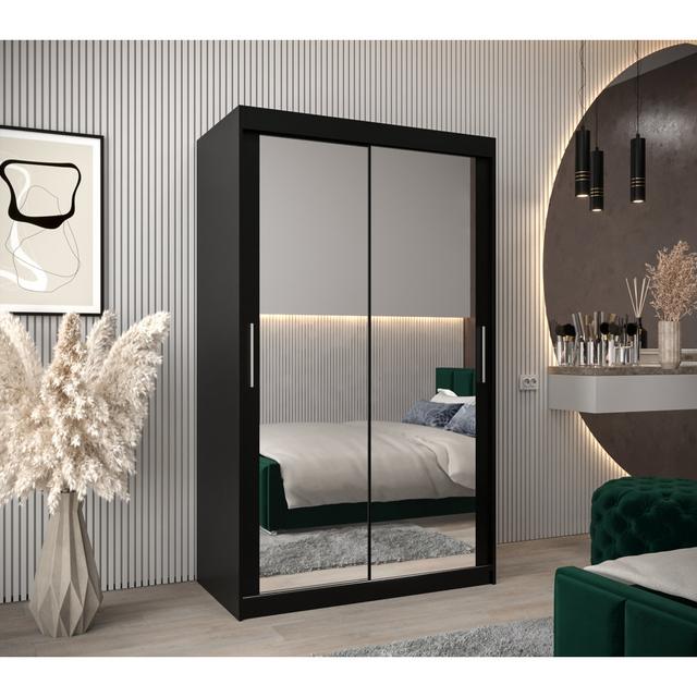 Abb 2 Door Manufactured Wood Wardrobe Latitude Run Finish: Black Matt on Productcaster.