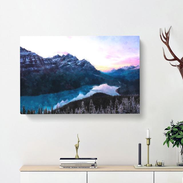 Peyto Lake In Alberta Canada - Wrapped Canvas Print East Urban Home Size: 40cm H x 60cm W x 3cm D on Productcaster.