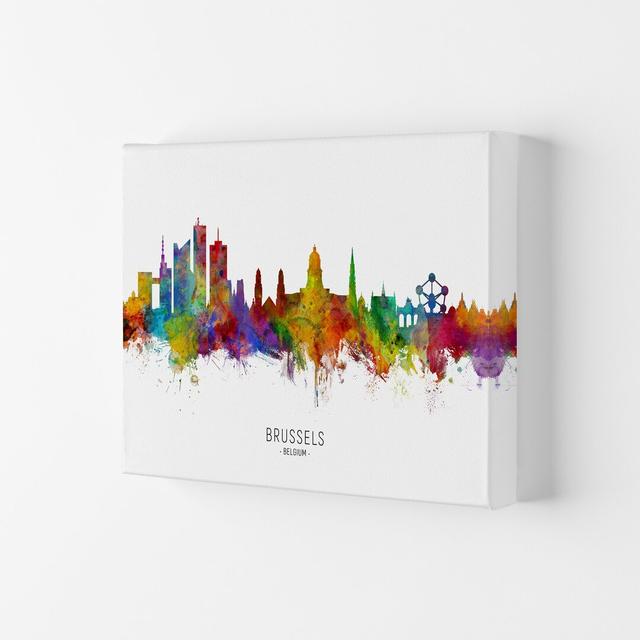 Brussels Belgium Skyline by Michael Tompsett - Print Ebern Designs Size: 21cm H x 29.7cm W x 4cm D, Format: Wrapped Canvas on Productcaster.