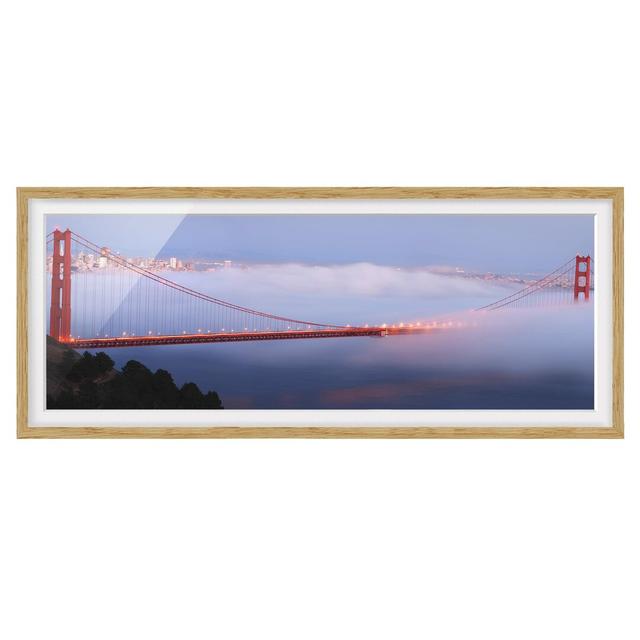 San Franciscos Gate Bridge - Picture Frame Graphic Art Ebern Designs Size: 40cm H x 100cm W x 2cm D, Frame Option: Brown Framed on Productcaster.