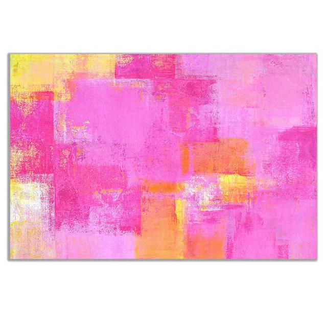 Pink Yellow Abstract Painting Canvas Wall Art Picture Print Panther Print Size: 51cm H x 76cm W on Productcaster.