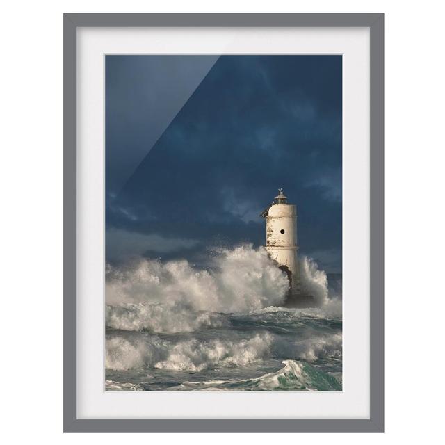 Lighthouse in Sardinia Framed Print East Urban Home Rahmenoptionen: Matt grey, Size: 55 cm H x 40 cm W on Productcaster.