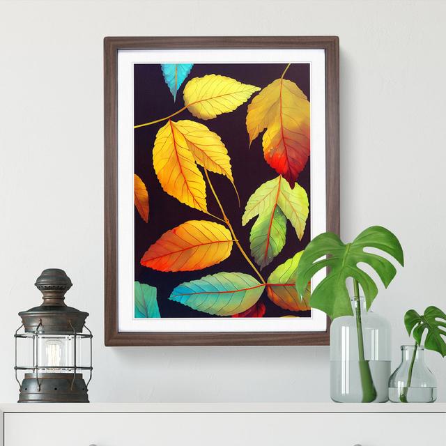 XV1022-1604X Colourful Leaves No.1 - Single Picture Frame Print Marlow Home Co. Frame Colour: Brown, Size: 64cm H x 46cm W on Productcaster.