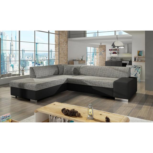 Ecksofa Cienna mit Bettfunktion ModernMoments Ausrichtung: Links ausgerichtet, Polsterfarbe: Braun/Schwarz on Productcaster.