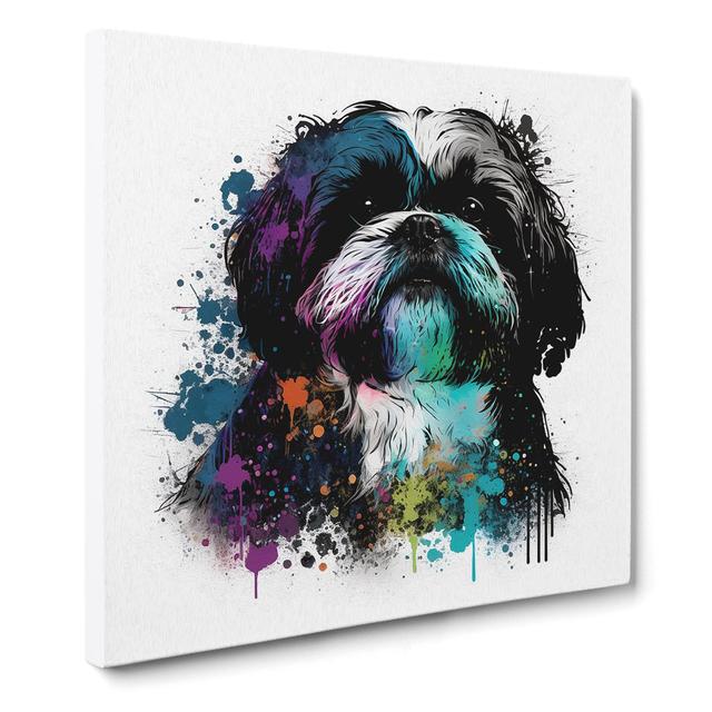 Shih Tzu Splatter Art Marlow Home Co. Size: 50cm H x 50cm W x 3cm D on Productcaster.