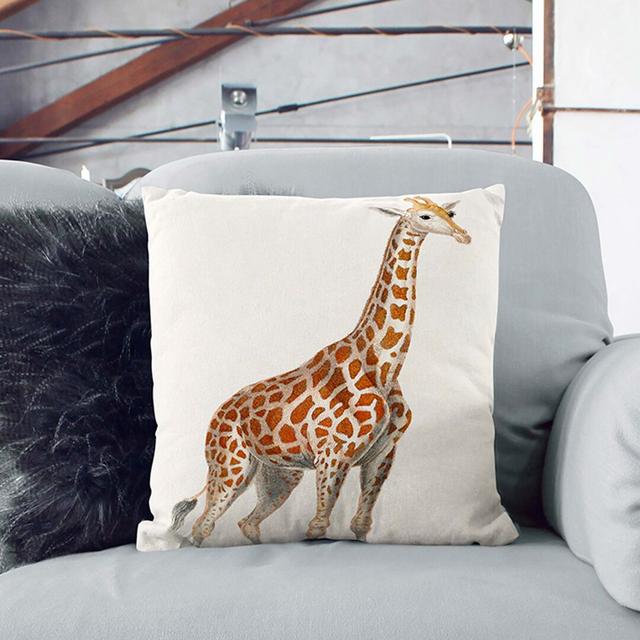 Giraffe by P.J.F. Turpin Cushion with Filling East Urban Home Size: 40cm H x 40cm W x 15cm D, Backing Colour: Stone on Productcaster.