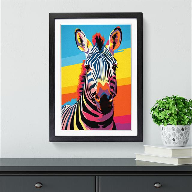 Zebra Colour Field - Single Picture Frame Print on Wood Latitude Vive Size: 46cm H x 34cm W x 2cm D, Format: Black on Productcaster.