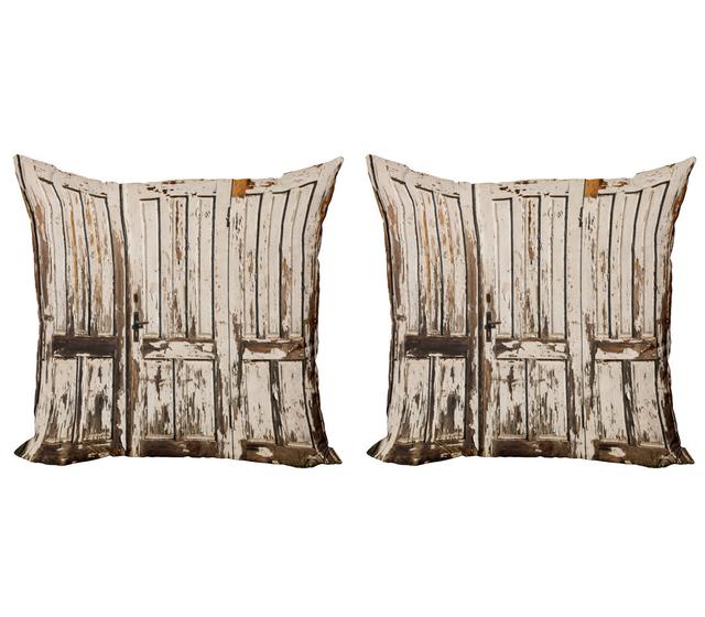 Pillow Cushion Cover, Vertical Rustic Planks, Brown White (Set of 2) East Urban Home Größe: 50 cm H x 50 cm B on Productcaster.