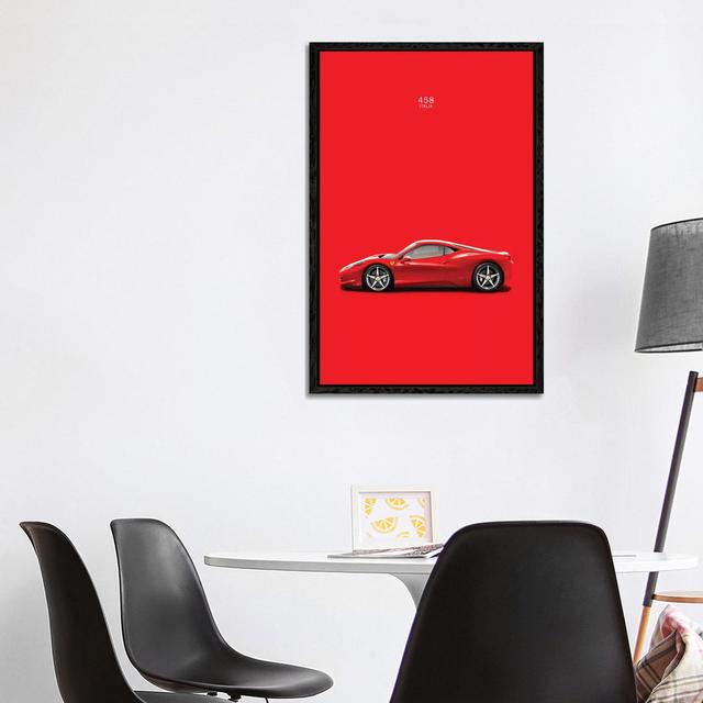 Leinwandbild Ferrari 458 Italia von Michael Buxton Ebern Designs Größe: 101,6 cm H x 66,04 cm B x 3,8 cm T, Format: Schattenfugenrahmen in Schwarz on Productcaster.