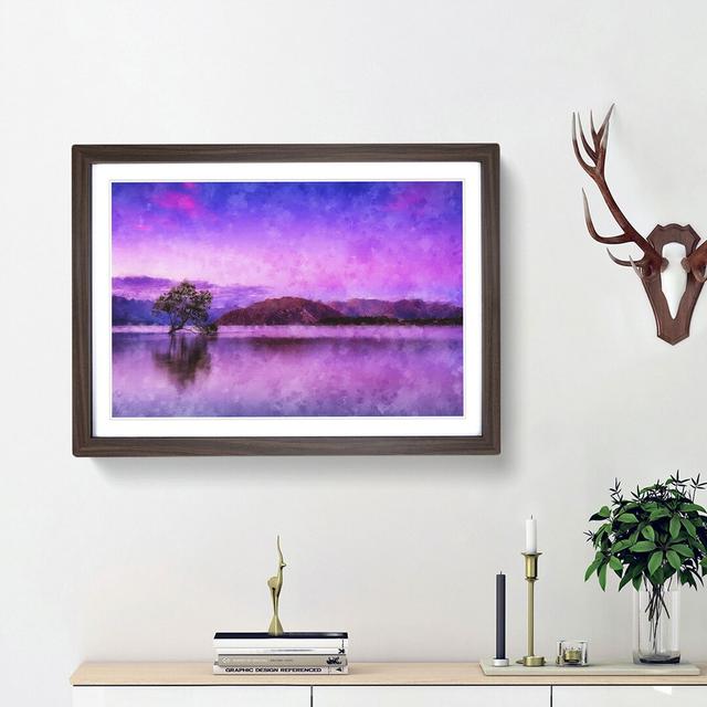 Lone Tree Under a Purple Sunrise - Picture Frame Graphic Art Print East Urban Home Size: 45cm H x 63cm W x 2cm D, Frame Option: Walnut Framed on Productcaster.