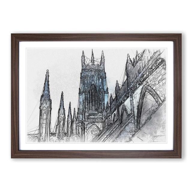 York Minster in Abstract - Picture Frame Graphic Art Print East Urban Home Size: 40cm H x 60cm W x 2cm D, Frame Option: Walnut on Productcaster.