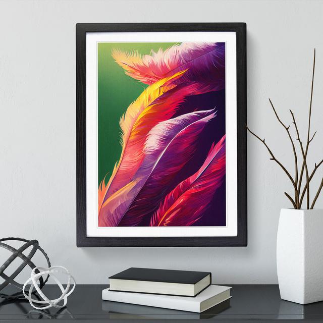 Exotic Feathers - Picture Frame Graphic Art Latitude Vive Frame Colour: Black, Size: 46cm H x 34cm W x 2cm D on Productcaster.