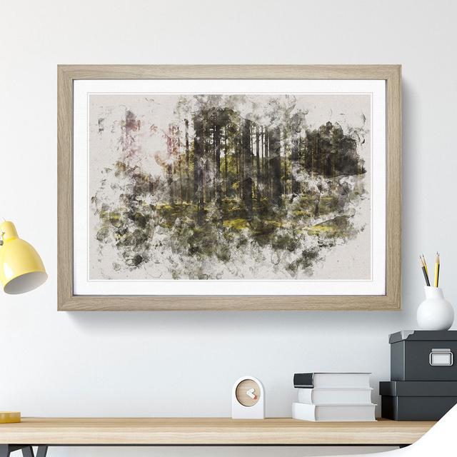 Sunlight Forest Vol.2 Watercolour - Picture Frame Graphic Art East Urban Home Frame Option: Oak, Size: 48cm H x 65cm W x 2cm D on Productcaster.