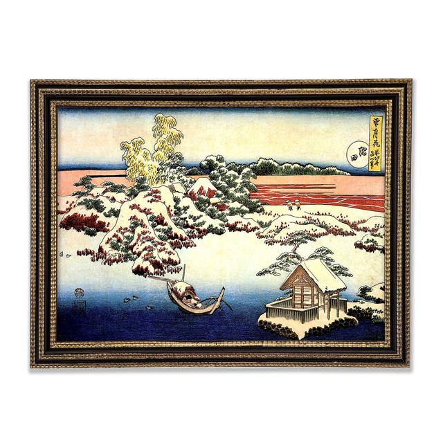 Hokusai Winter Landscape Of Suda Framed Print Rosalind Wheeler Size: 59.7cm H x 84.1cm W x 3cm D, Format: Black Gold Framed Paper on Productcaster.