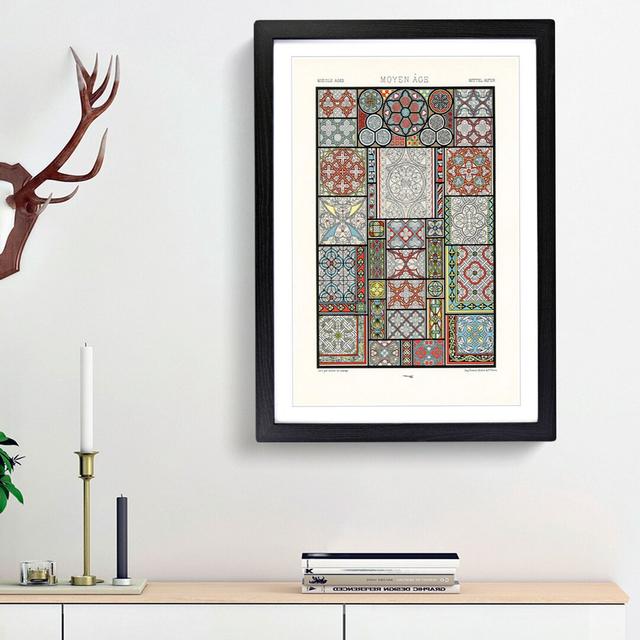 Middle-Age Patterns & Designs by Albert Racinet - Picture Frame Painting Print on MDF East Urban Home Size: 48cm H x 36cm W x 2cm D, Frame Option: Bla on Productcaster.