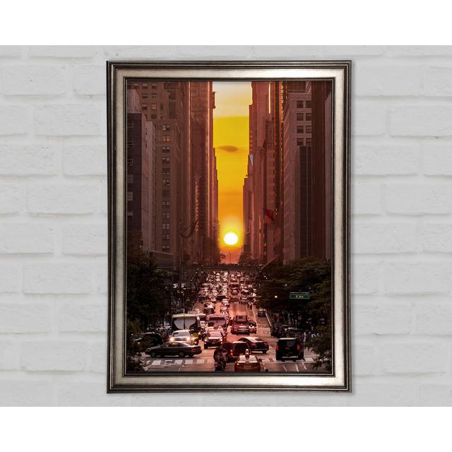 Sunset Through The Streets Of NYC - Single Picture Frame Art Prints Brayden Studio Size: 42cm H x 29.7cm W x 1.5cm D on Productcaster.