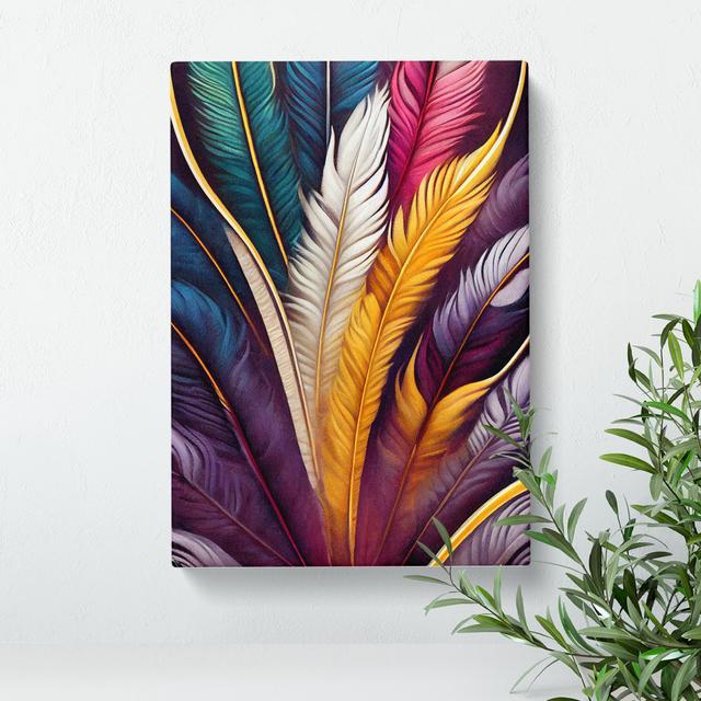 Feathers In Colour No.3 - Wrapped Canvas Painting Latitude Vive Size: 50cm H x 35cm W x 3cm D on Productcaster.