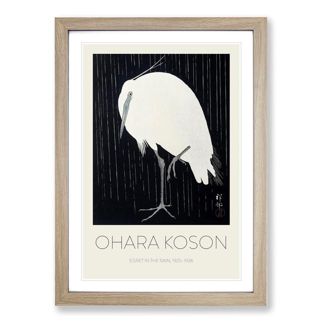 Egret in the Rain by Ohara Koson - Picture Frame Graphic Art East Urban Home Frame Option: Oak Framed, Size: 48cm H x 36cm W x 2cm D on Productcaster.