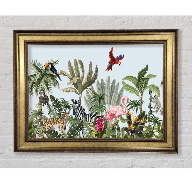 Jungle Paradise Animals Black - Print Bright Star Colour: White/Green, Size: 100cm H x 141.4cm W x 8cm D on Productcaster.