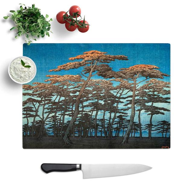 Tempered Glass Autumn Woodland Chopping Board East Urban Home Size: 39 cm W x 28.5 cm L on Productcaster.