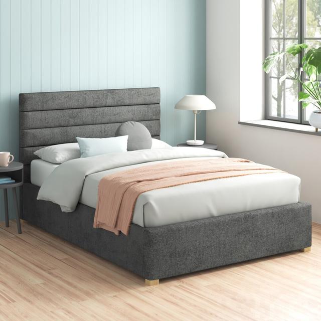 Tyson Upholstered Ottoman Bed Hykkon Size: Kingsize (5'), Colour: Granite on Productcaster.