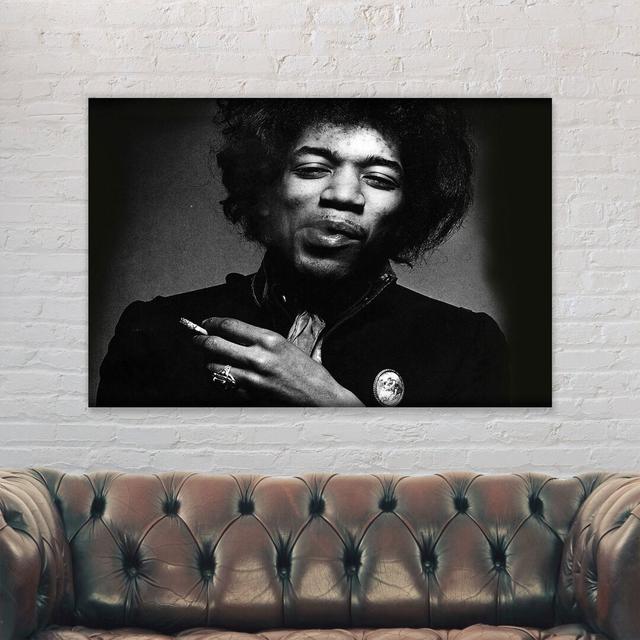 Jimi Hendrix Smoking - Wrapped Canvas Print Ebern Designs Size: 41cm H x 61cm W x 4cm D on Productcaster.