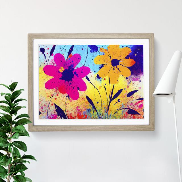 Flower Market Splash Vol.4 Abstract - Single Picture Frame Print Marlow Home Co. Frame Colour: Oak, Size: 46cm H x 64cm W x 2cm D on Productcaster.