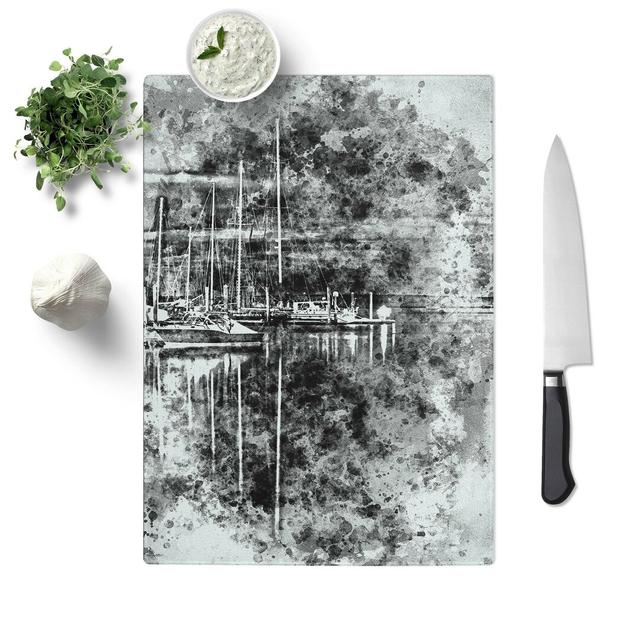 Tempered Glass Boat Reflections Chopping Board East Urban Home Size: 20 cm W x 28.5 cm L on Productcaster.