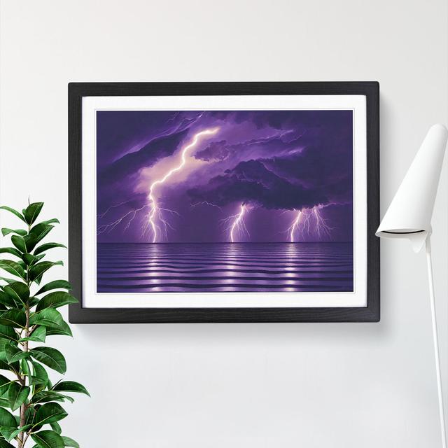 Bright Lightning Storm - Picture Frame Graphic Art 17 Stories Frame Colour: Black Framed, Size: 25cm H x 34cm W x 2cm D on Productcaster.