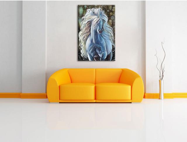 Leinwandbild „Trabendes, weißes Einhorn“, Grafikdruck East Urban Home Größe: 80 cm H x 60 cm B on Productcaster.