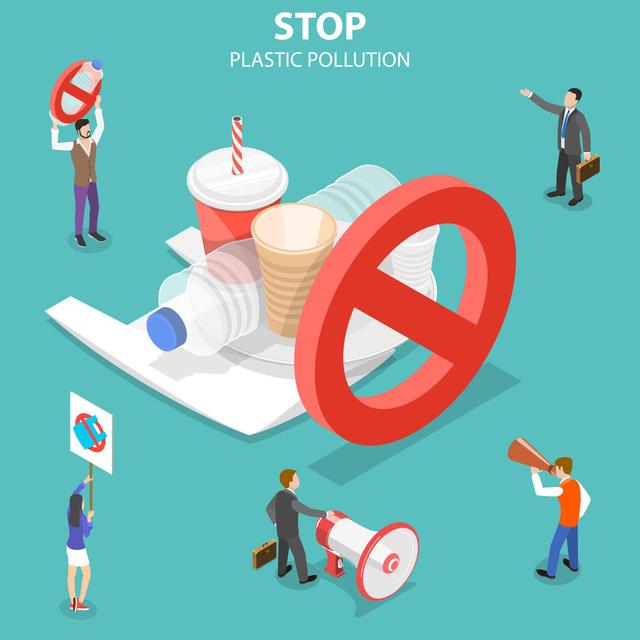 Isometric Flat Vector Concept Of Stop Plastic Pollution. Maturi Size: 122cm H x 122cm W x 3.8cm D on Productcaster.