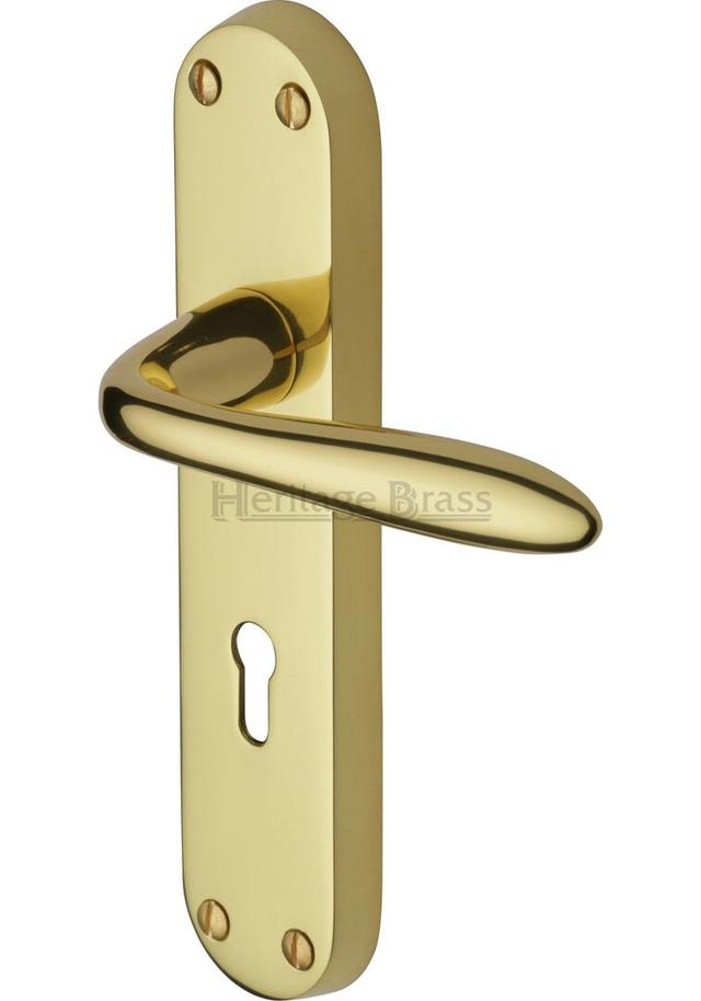 Sutton Door Handle (Set of 2) Heritage Brass Finish: Polished Brass on Productcaster.