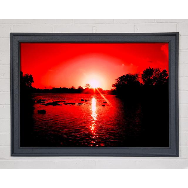 Red Ocean Sun Blaze - Single Picture Frame Art Prints Highland Dunes Size: 21cm H x 29.7cm W on Productcaster.