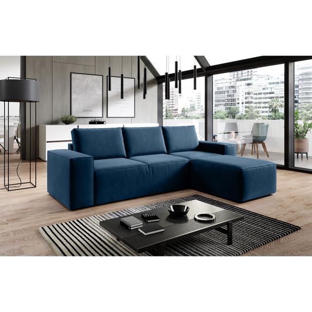 Ecksofa Emarie Ebern Designs Polsterfarbe: Blau, Ausrichtung: Ausrichtung Rechts on Productcaster.