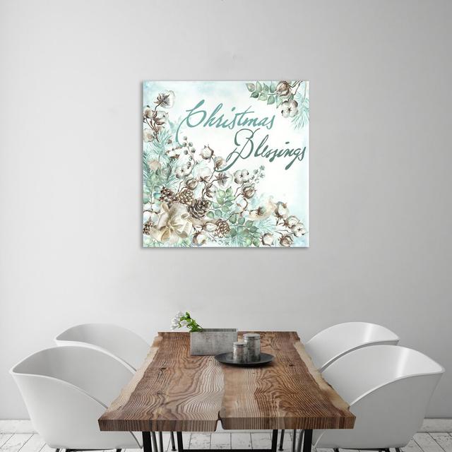 'Cotton Boll: Christmas Blessings' Painting on Wrapped Canvas The Seasonal Aisle Size: 76 cm H x 76 cm W on Productcaster.