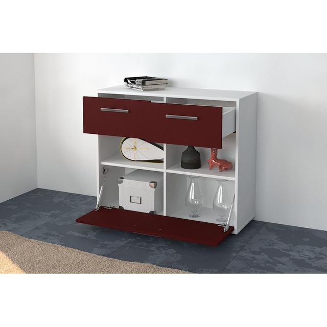 Sideboard Cosima, free -standing/metal handles, size: 79x92x35cm Latitude Run Colour: Red/White on Productcaster.