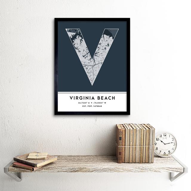 Virginia Beach City Map Virginia Beach Navy by Wee Blue Coo - Single Picture Frame Typography Wee Blue Coo on Productcaster.