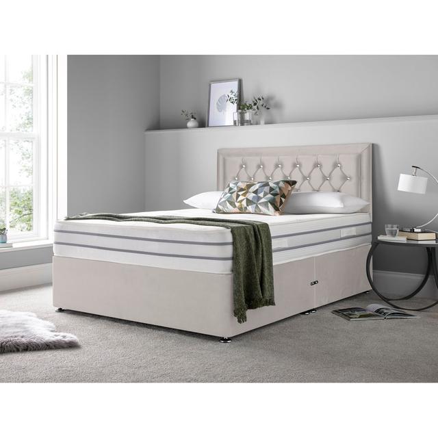 Muskingum Memory Foam Divan Bed Set Rosdorf Park Size: Kingsize (5'), Storage Type: No Drawer, Colour: Silver on Productcaster.