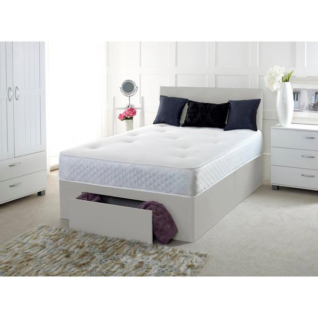 Lemelin Pocketsprung Divan Bed Set 17 Stories Colour: Cream, Size: Kingsize (5'), Storage Type: 2 Drawers Foot End on Productcaster.