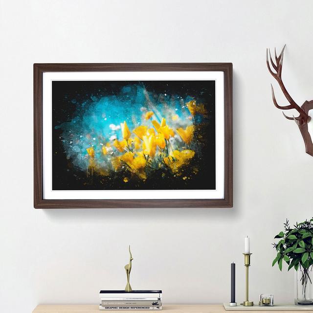 Yellow Blooming Flowers - Picture Frame Painting Print East Urban Home Frame Option: Walnut Framed, Size: 45cm H x 63cm W x 2cm D on Productcaster.