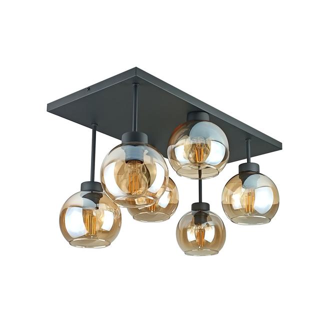 Alexender Glass Semi Flush Mount Latitude Run Shade Colour: Honey, Fixture Finish: Black on Productcaster.