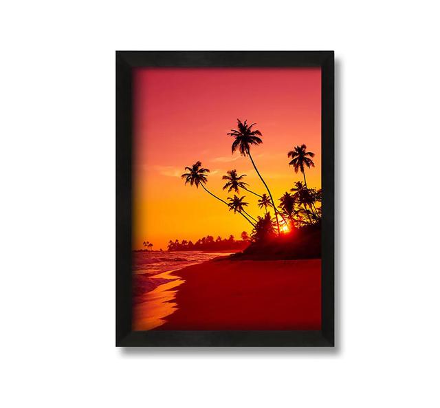 As The Sun Sets Under The Palm Trees Framed Print House of Hampton Size: 60cm H x 42cm W x 10cm D, Format: Black Framed Canvas on Productcaster.