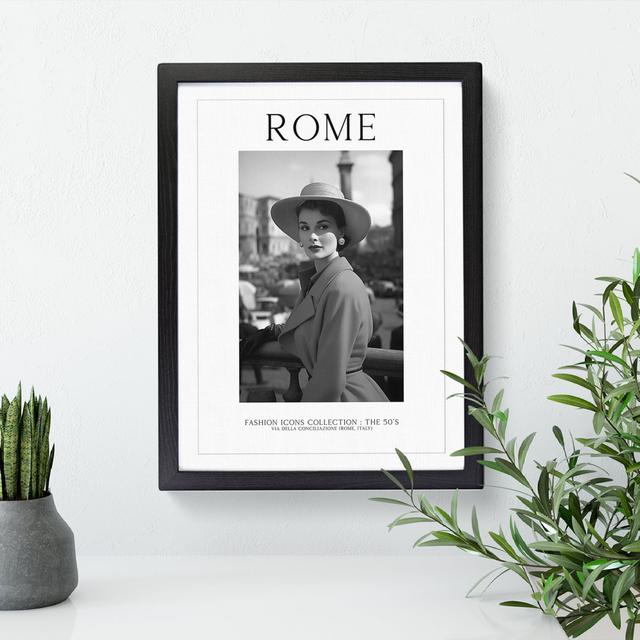 Fashion Travel Poster Woman Rome Italy Happy Larry Size: 34cm H x 25cm W x 2cm D on Productcaster.