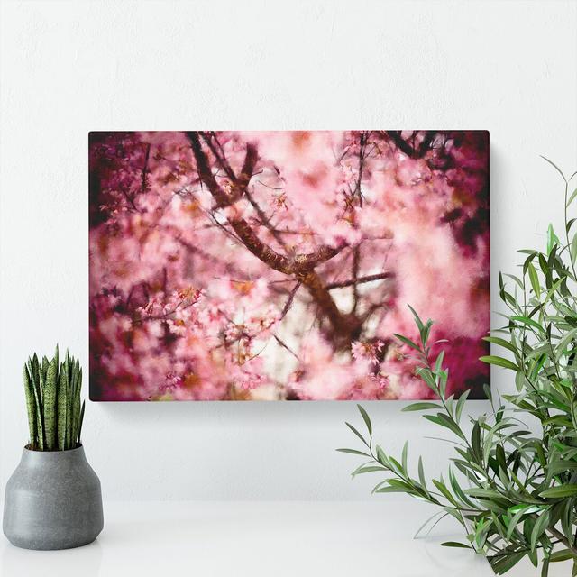 Pink Cherry Blossom Flowers Vol.4 - Wrapped Canvas Print East Urban Home Size: 35cm H x 50cm W x 3cm D on Productcaster.