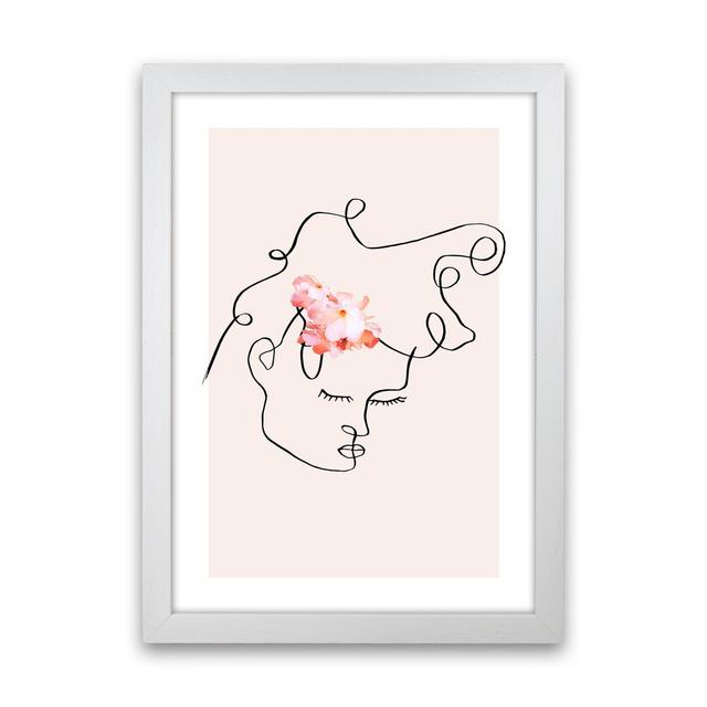 Semiprofile Messy Hair Blush Flower by Planeta444 - Graphic Art Print on Paper 17 Stories Size: 46cm H x 34cm W x 3cm D, Frame Option: White Framed on Productcaster.