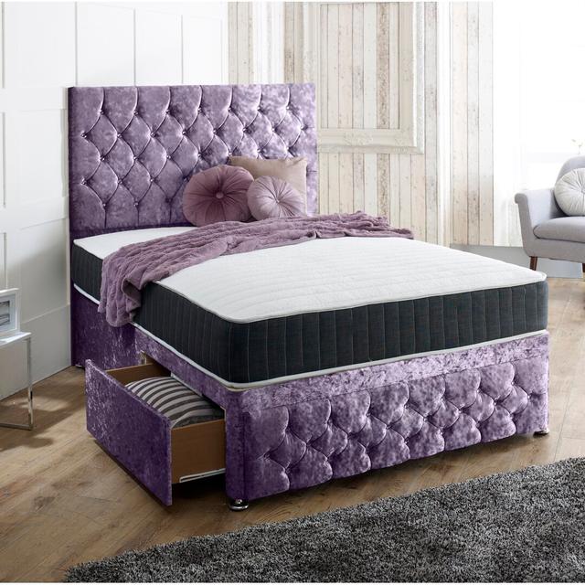 Baty Divan Bed Rosdorf Park Size: Kingsize (5'), Storage Type: No Drawers, Colour: Lilac on Productcaster.