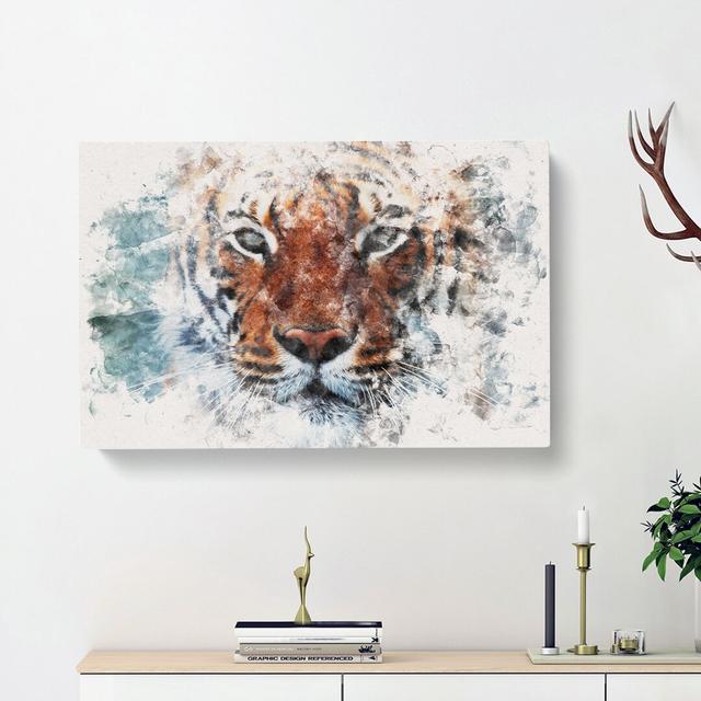 Tiger in the Blue - Wrapped Canvas Graphic Art Print East Urban Home Size: 50cm H x 76cm W x 3cm D on Productcaster.