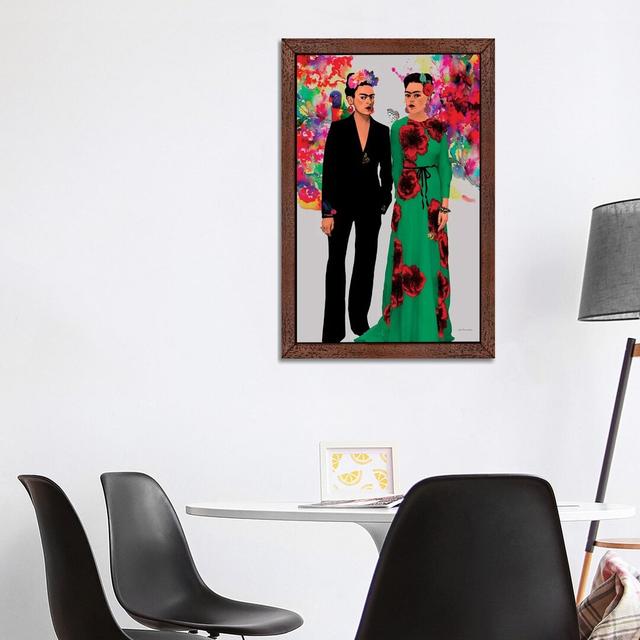 Frida Kahlo Lovers by Ana Paula Hoppe - Print on Canvas East Urban Home Frame Option: Brown Framed, Size: 101.6cm H x 66.04cm W x 3.81cm D on Productcaster.