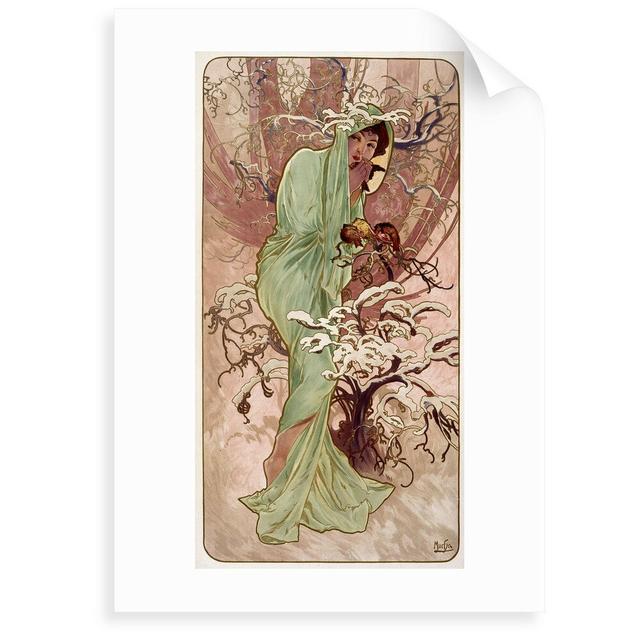 Winter by Alphonse Mucha - Picture Frame Painting Print World Menagerie Size: 100 cm H x 70 cm W x 0.2 cm D, Format: Unframed Paper on Productcaster.